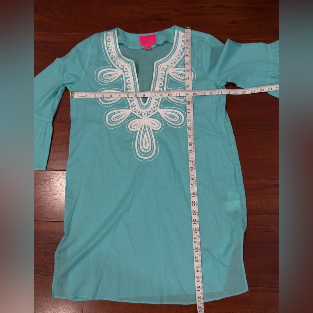 Lilly Pulitzer Aqua Tunic with White Detailing - Picture 8 of 10